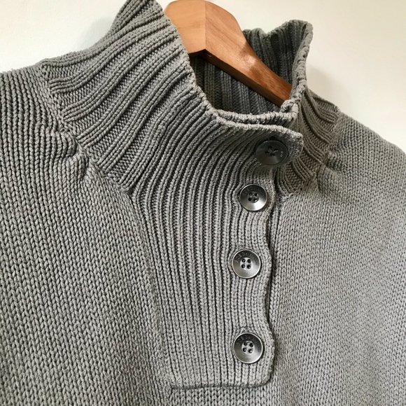 BCBGeneration Grey Mock Neck Button Short Sleeve Sweater, Size M - Picture 3 of 11